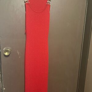 Michael Kors Red Knit Midi Dress